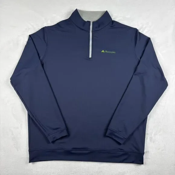 Peter Millar Perth Performance 1/4 Zip Pullover Navy Mens XL Golf Stretch Logo - Picture 1 of 11